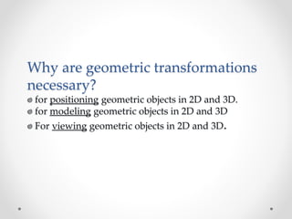 Geometric transformations and projections | PPTX