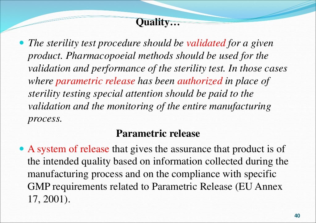 GMP Requirements for Sterile Products manufacturing