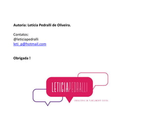 Planejamento de mídia online – o plano de mídia

Autoria: Letícia Pedralli de Oliveira.

Contatos:
@leticiapedralli
leti_p@hotmail.com


Obrigada !
 