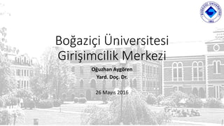Boğaziçi Üniversitesi
Girişimcilik Merkezi
Oğuzhan	Aygören	
Yard.	Doç.	Dr.	
	
26	Mayıs	2016	
 