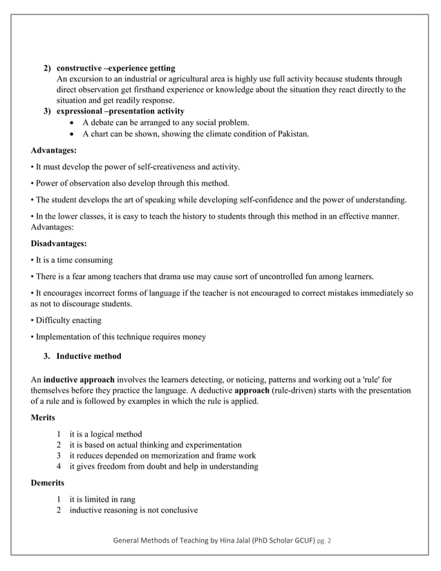 General methods of teaching