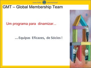 GMT – Global Membership Team



 Um programa para dinamizar...


      …Equipas Eficazes, de Sócios !
 