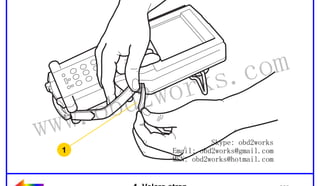 RETURN TO MAIN MENU

wor
d2
ob

ww.
w
1

om
s.c
k

Skype: obd2works
Email: obd2works@gmail.com
MSN: obd2works@hotmail.com

1. Velcro strap

www.xcar360.com

 