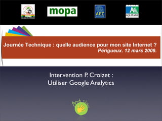 Intervention P. Croizet :
Utiliser Google Analytics
 