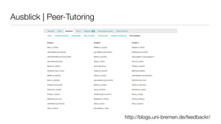 http://blogs.uni-bremen.de/feedbackr/
Ausblick | Peer-Tutoring
 