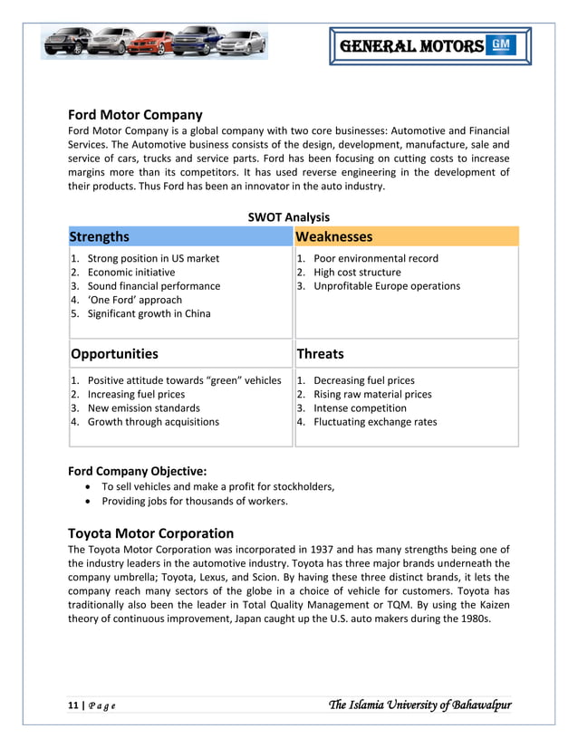 General Motor Strategic Management Analysis