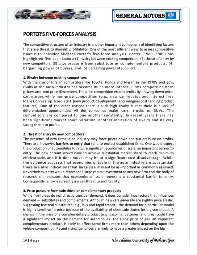 General Motor Strategic Management Analysis