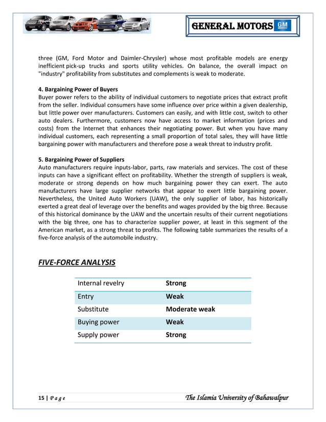 General Motor Strategic Management Analysis