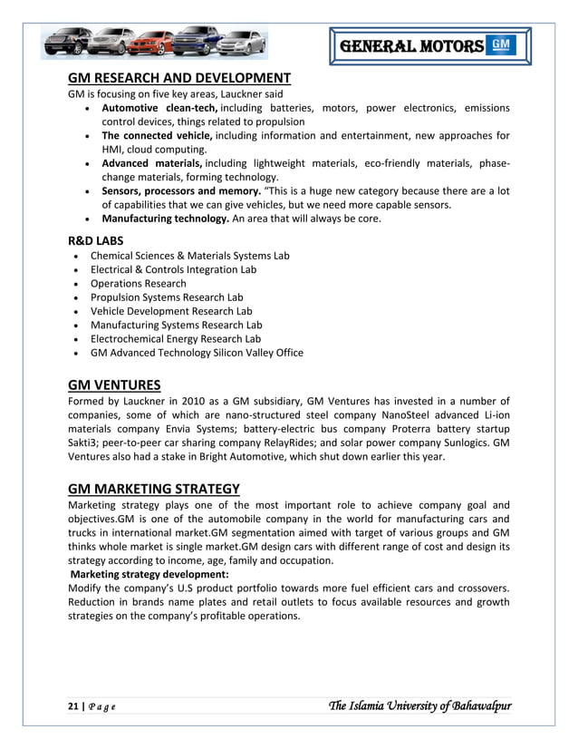 General Motor Strategic Management Analysis
