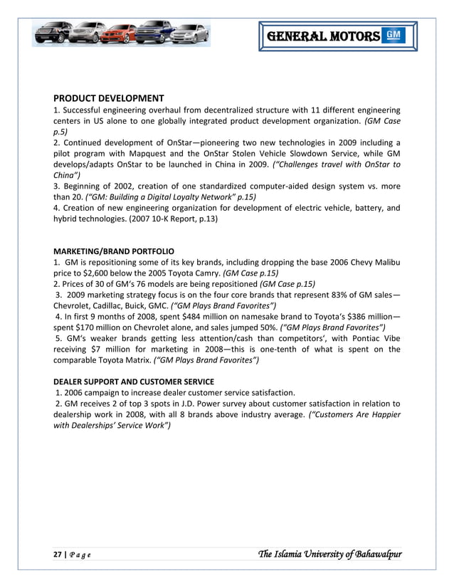 General Motor Strategic Management Analysis