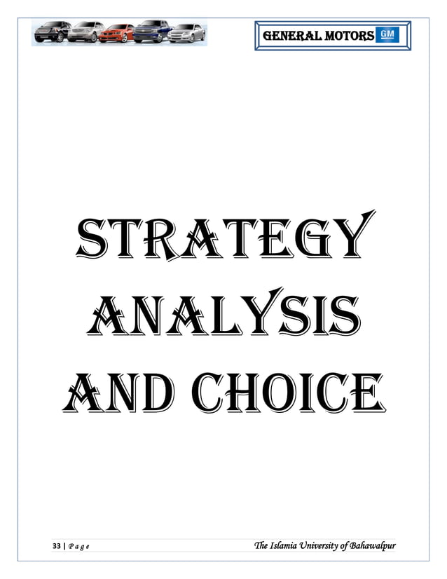 General Motor Strategic Management Analysis