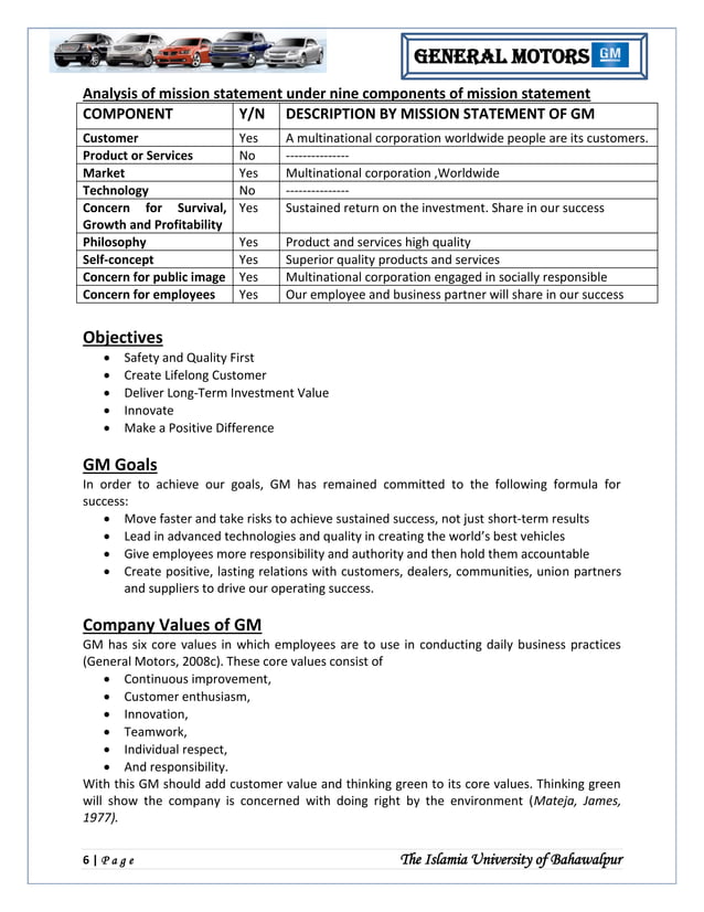 General Motor Strategic Management Analysis