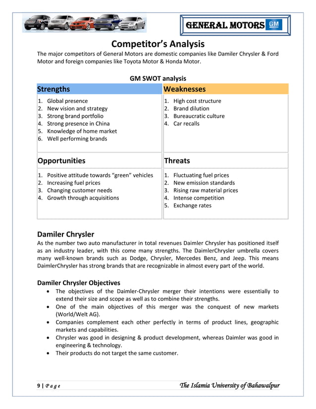 General Motor Strategic Management Analysis