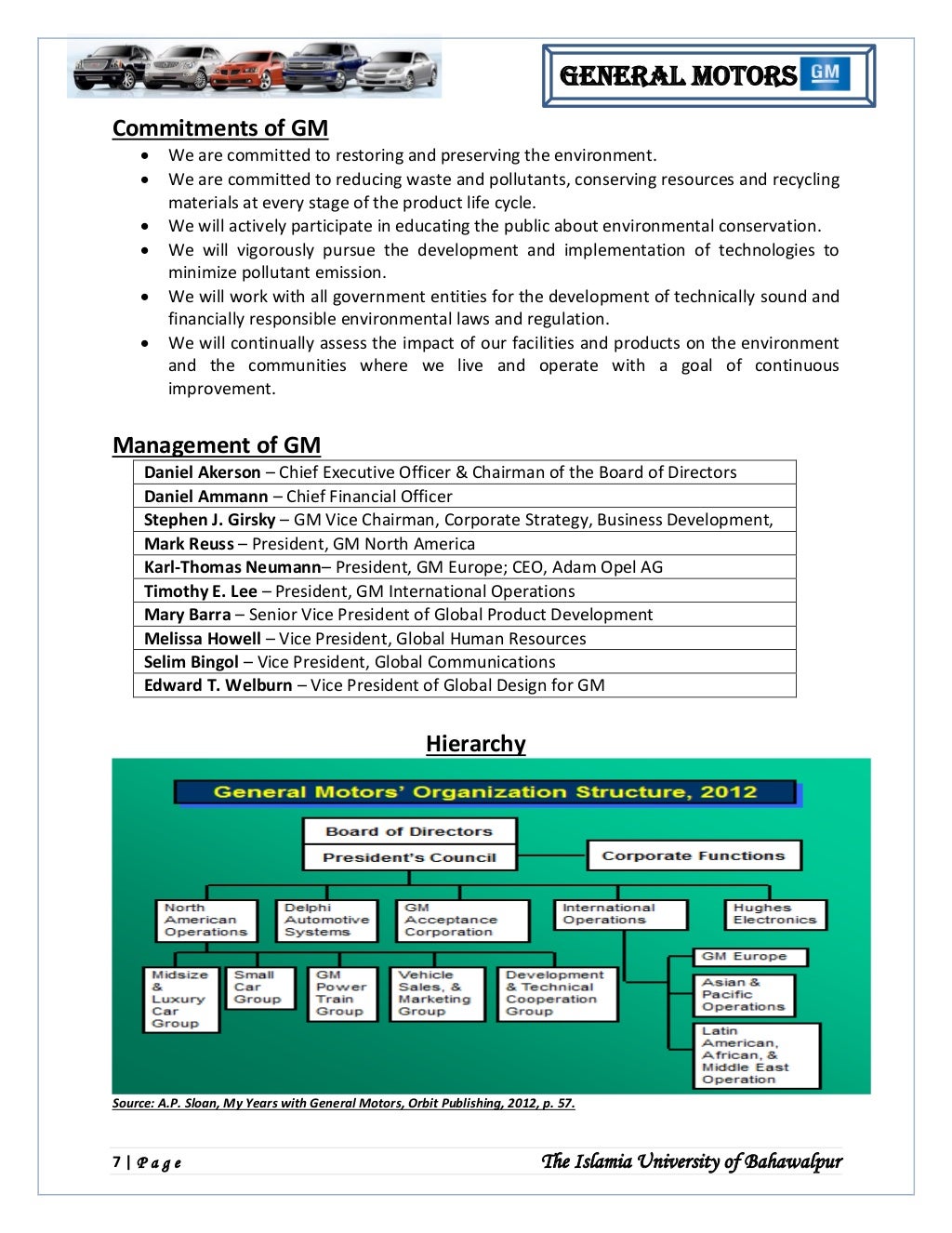 General Motor Strategic Management Analysis