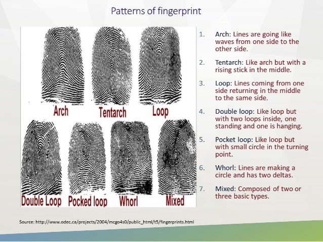 Study on distribution of patterns of fingerprint