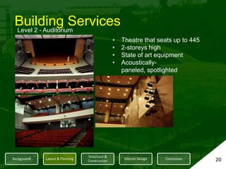 Building ServicesLevel 1- LibraryTasteful and modern design of predominantly red, black and white