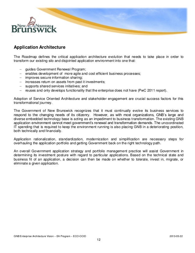 The Government of New Brunswick Enterprise Architecture Vision (2013)