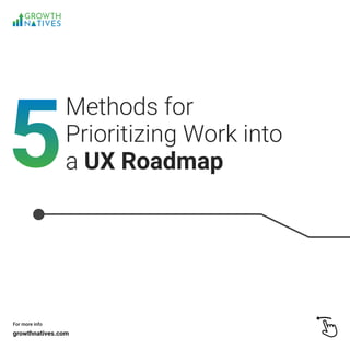 For more info
growthnatives.com
Methods for
Prioritizing Work into
a UX Roadmap
 