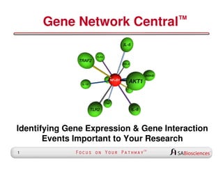 Gene Network

™
Central

Identifying Gene Expression & Gene Interaction
Events Important to Your Research
1

 