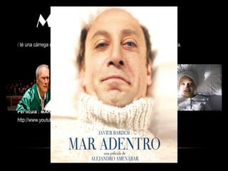 MELODRAMA
 té una càrrega emocional o moral molt forta o emotiva, amb estil de cada persona.
Pel·licula : MAR ADENTRO
http://www.youtube.com/watch?v=4PiBQ5_Fhlo
 