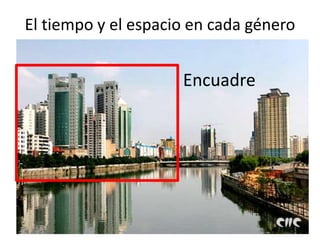 El tiempo y el espacio en cada género
Encuadre
 