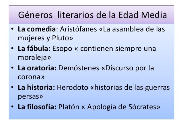 Resultado de imagen de edad media generos literarios