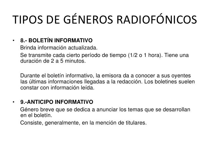 Géneros radiofónicos VII 102 noche