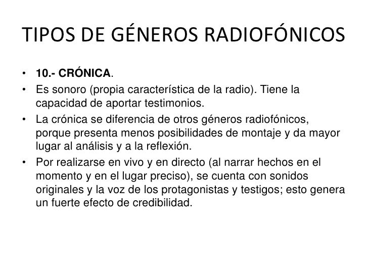Géneros radiofónicos VII 102 noche