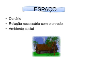 ESPAÇOCenárioRelação necessária com o enredoAmbiente social