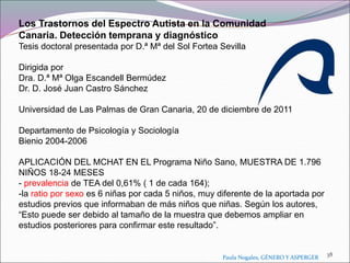 Los Trastornos del Espectro Autista en la Comunidad
Canaria. Detección temprana y diagnóstico
Tesis doctoral presentada po...
