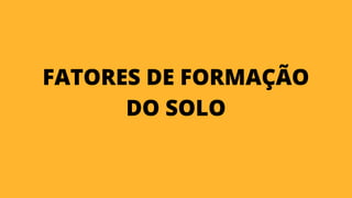 FATORES DE FORMAÇÃO
DO SOLO
 