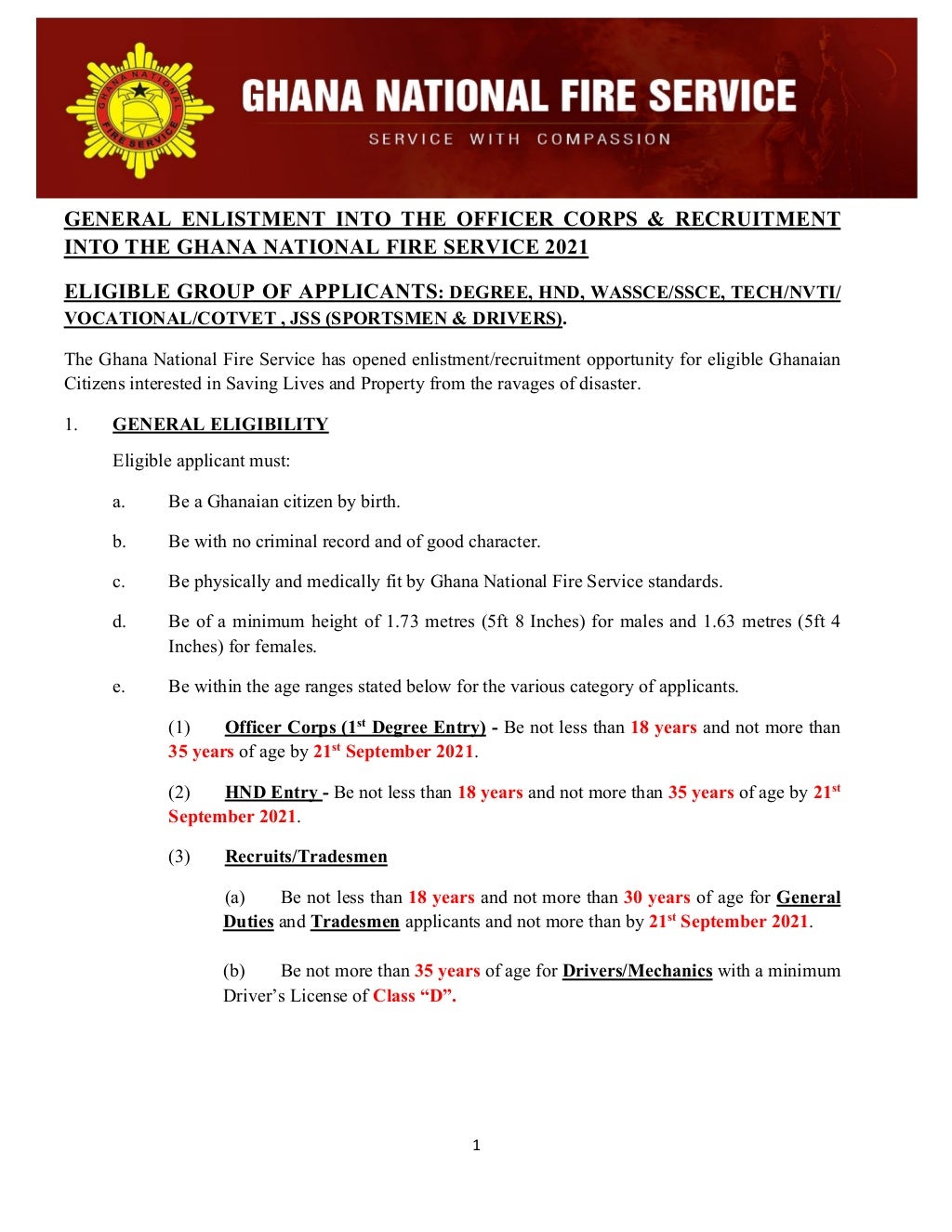 How to apply for the Ghana National Fire Service