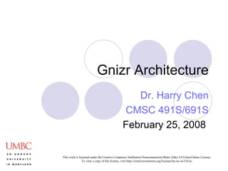 Gnizr Architecture Dr. Harry Chen CMSC 491S/691S February 25, 2008  