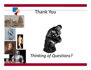 Thank You




Thinking of Questions?
 