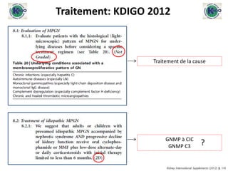Traitement: KDIGO 2012
Traitement de la cause
GNMP à CIC
GNMP C3 ?
 