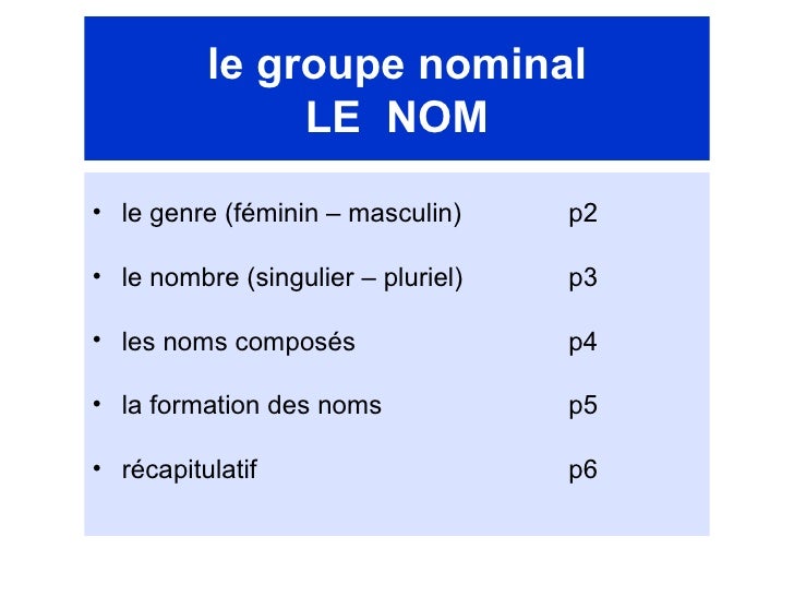 grammaire anglaise groupe nominal le nom