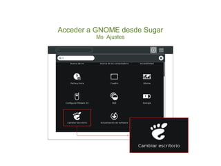 Acceder a GNOME desde Sugar
         Mis Ajustes
 