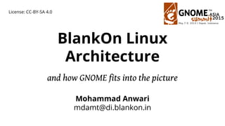 BlankOn Linux
Architecture
and how GNOME fits into the picture
Mohammad Anwari
mdamt@di.blankon.in
License: CC-BY-SA 4.0
 