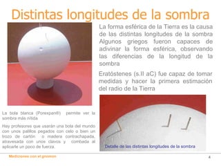 Distintas longitudes de la sombra La bola blanca (Porexpan®)  permite ver la sombra más nítida Hay profesores que usarán u...