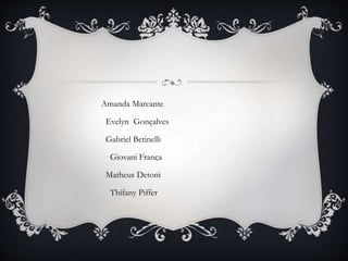 Amanda Marcante
Evelyn Gonçalves
Gabriel Betinelli
Giovani França
Matheus Detoni
Thífany Piffer
 