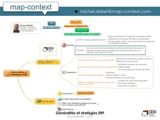 map-context              ► michel.reibel@map-context.com




              Généralités et stratégies ERP
                    Michel REIBEL - 2013
 