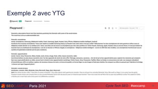Paris 2021 #seocamp
Cycle Tech SEO 39
Exemple 2 avec YTG
 