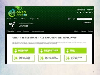 Installation sous Windows
• Tout d’abord il faut téléchargé GNS3 sur leur site :
https://community.gns3.com/community/software/do
wnload
5
 