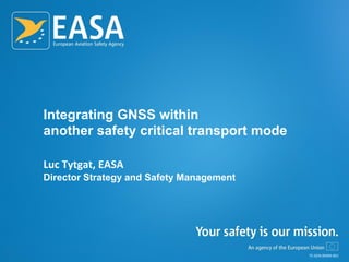 Integrating GNSS within
another safety critical transport mode
Luc Tytgat, EASA
Director Strategy and Safety Management
TE.GEN.00409-001
 