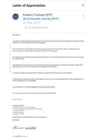 GN Cleaning Pte Ltd Testimonials from Five Star Hotels in Singapore