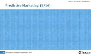Marketing Tech Report, September 2016343
Predictive Marketing (9/16)
Mobile << Go to BM List >> Email Marketing
 