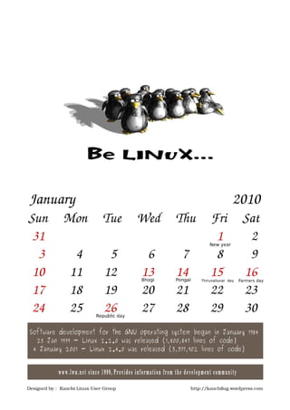 Gnu/Linux Calendar 2010 V -1.0