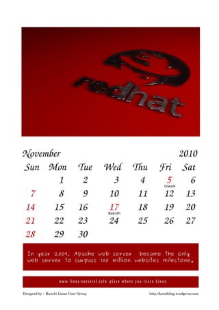 Gnu/Linux Calendar 2010 V -1.0
