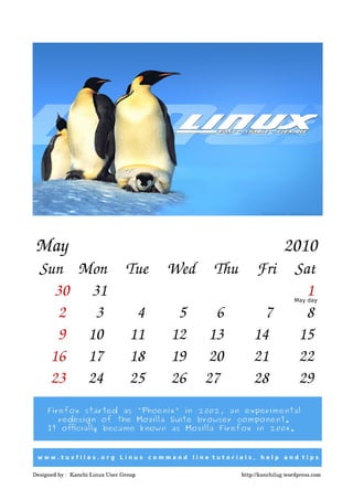 Gnu/Linux Calendar 2010 V -1.0