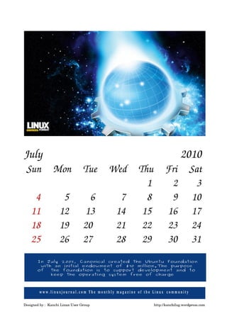 Gnu/Linux Calendar 2010 V -1.0